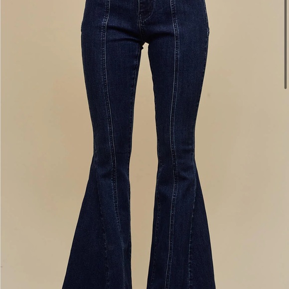 SAINTS AND HEARTS BELL BOTTOM JEANS WITH RAW HEM Y2K 90S STYLE BOHO COWGIRL - Picture 3 of 15